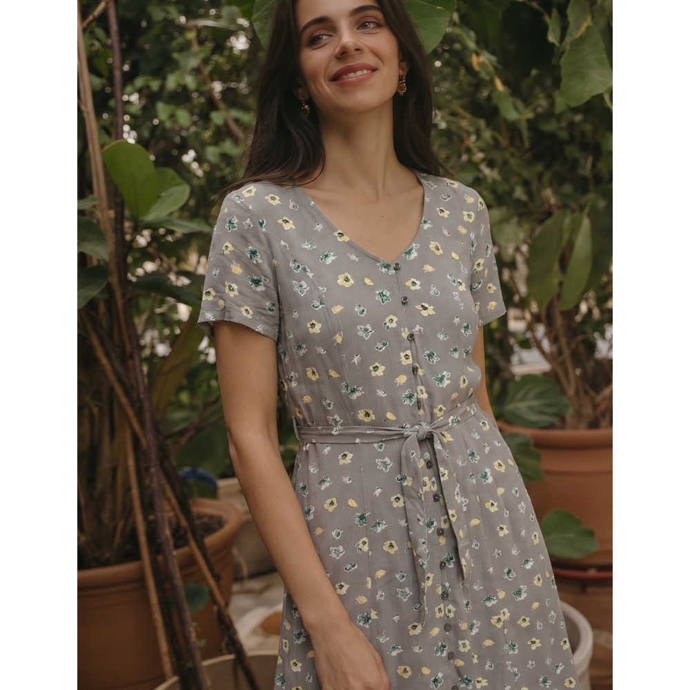 Vintage Floral Cottage Core Garden Country Sun Dress Midi Size Small-Medium